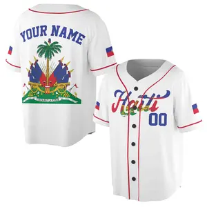 Custom Haiti Flag Baseball Jersey – Add Your Name & Number | Haitian Pride Shirt