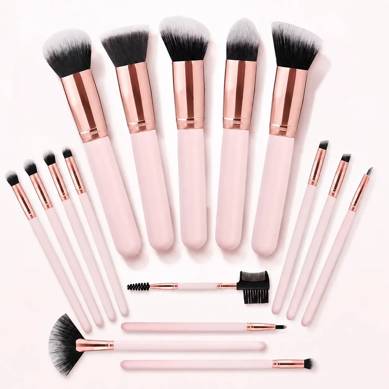 16-Piece Makeup Brush Set, Premium Synthetic Foundation, Powder, Concealer, Eyeshadow & Blush Brushes, Complete Face & Eye Makeup Brush Kit for Women, Pink