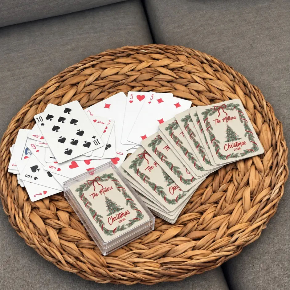 Personalized Christmas Family Name Deck, Holiday Game Night Gift, Custom Playing Cards,