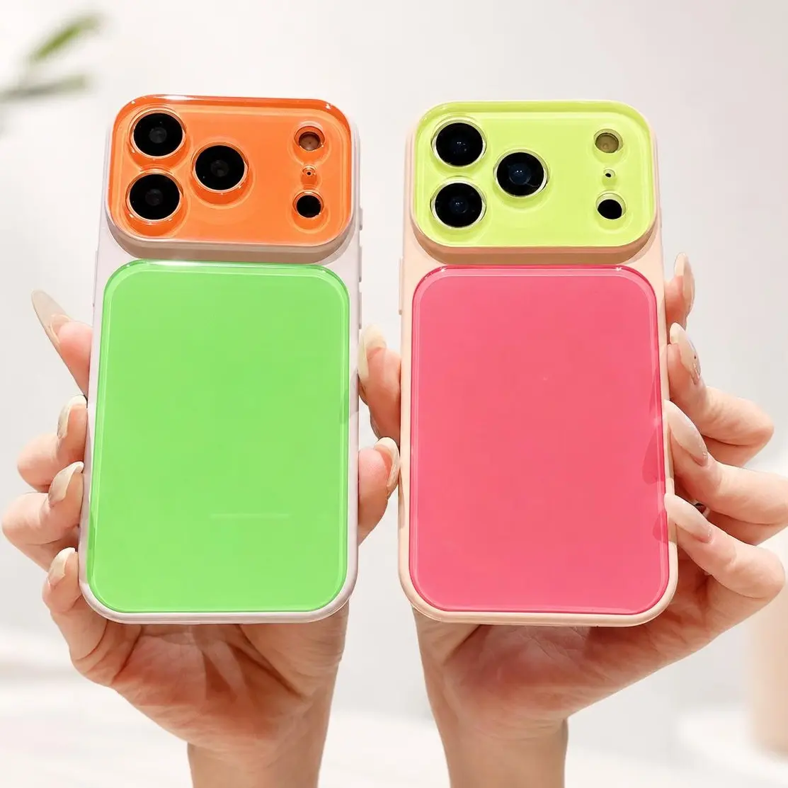 Glossy Dopamine Style Two-Tone Candy Color Phone Case for iPhone 17 16 15 14 Pro Max,  Slim Hard Back Cover, Shockproof Protective Case for Women Girls,back to school,back to school haul