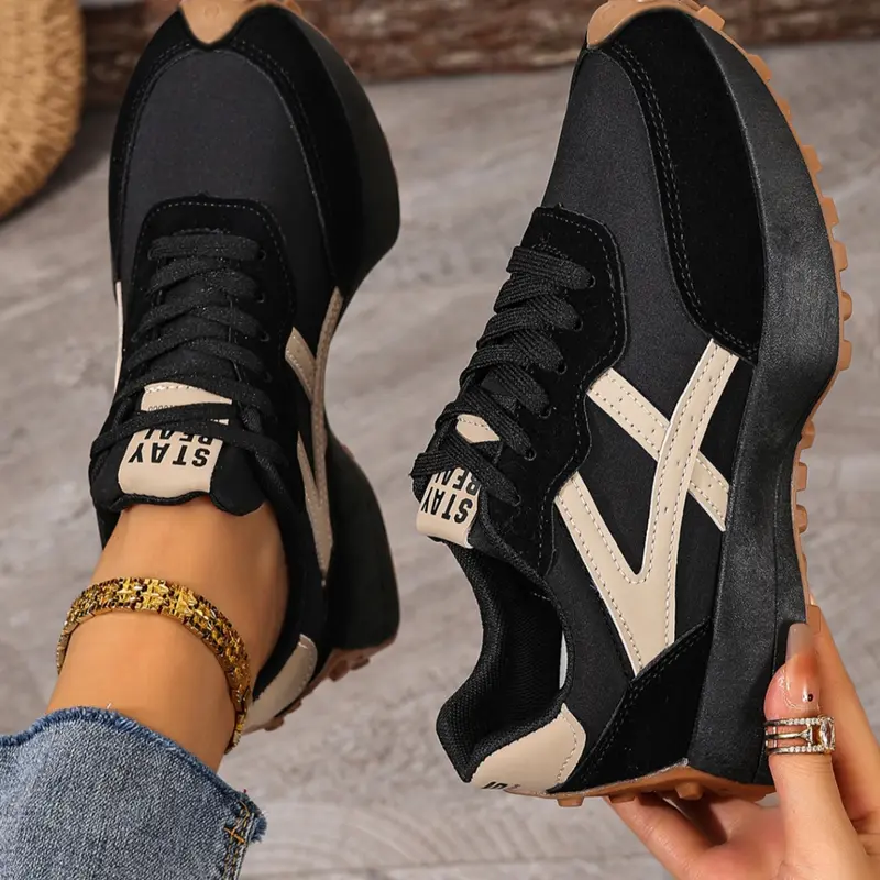 Women's casual lace-up sneakers, Casual lifestyle sneakers, Platform sneakers, four-season outdoor walking shoes, thick-soled height-increasing comfortable casual shoes, suitable for everyday casual wear and commuting