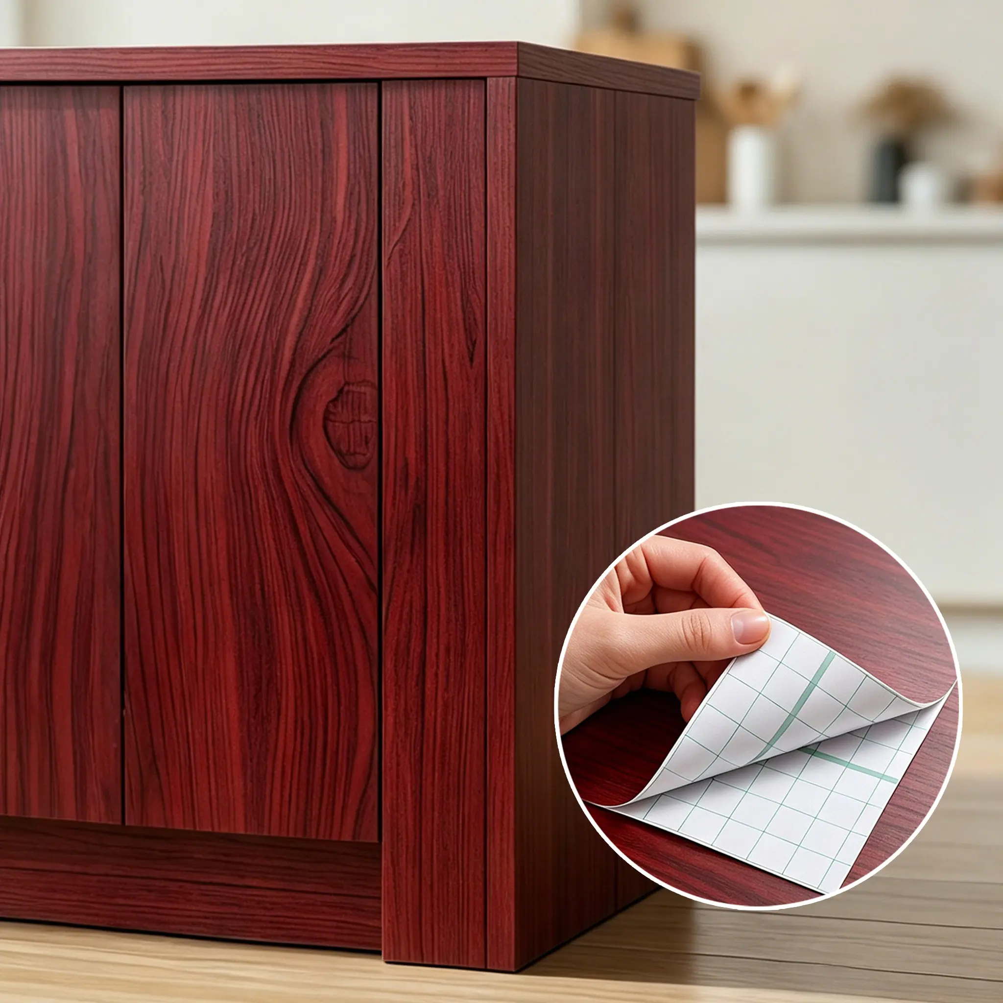 Self Adhesive Wood Grain Contact Paper - Renter Friendly, Peel and Stick Wallpaper with Detailed Grain Patterns, Highly Simulated Natural Wood Finish, Moisture-Proof, Waterproof, Removable Vinyl Wrap for Kitchen Cabinets, Furniture Renovation