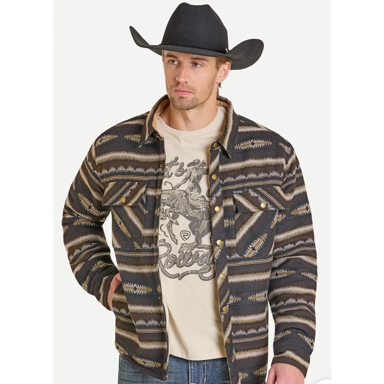 Men’s Aztec Shacket With Berber