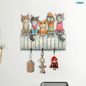 DIY 2D Flat Vase Theme Hangable Diamond Painting Hook Set, Lightweight Handmade Wall Ornaments Kit with Hanging Plant Storage Box, Space-Saving Creative Gift for Key Occasions