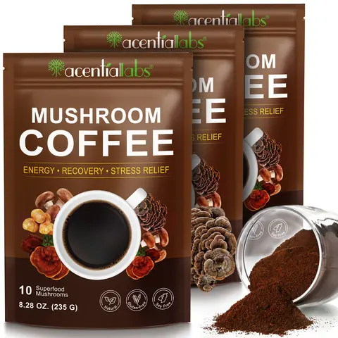 Sugar-Free Superfood Mushroom Instant Coffee - Medium Roast Arabica, 10 Adaptogens (Lion's Mane & Chaga), Focus Boost, Immunity, Caffeine Supplement, Vegan Wellness Gift (sohochic, Focus Energy/Functional/Brain Energizing Mushroom Powders & Drinks)