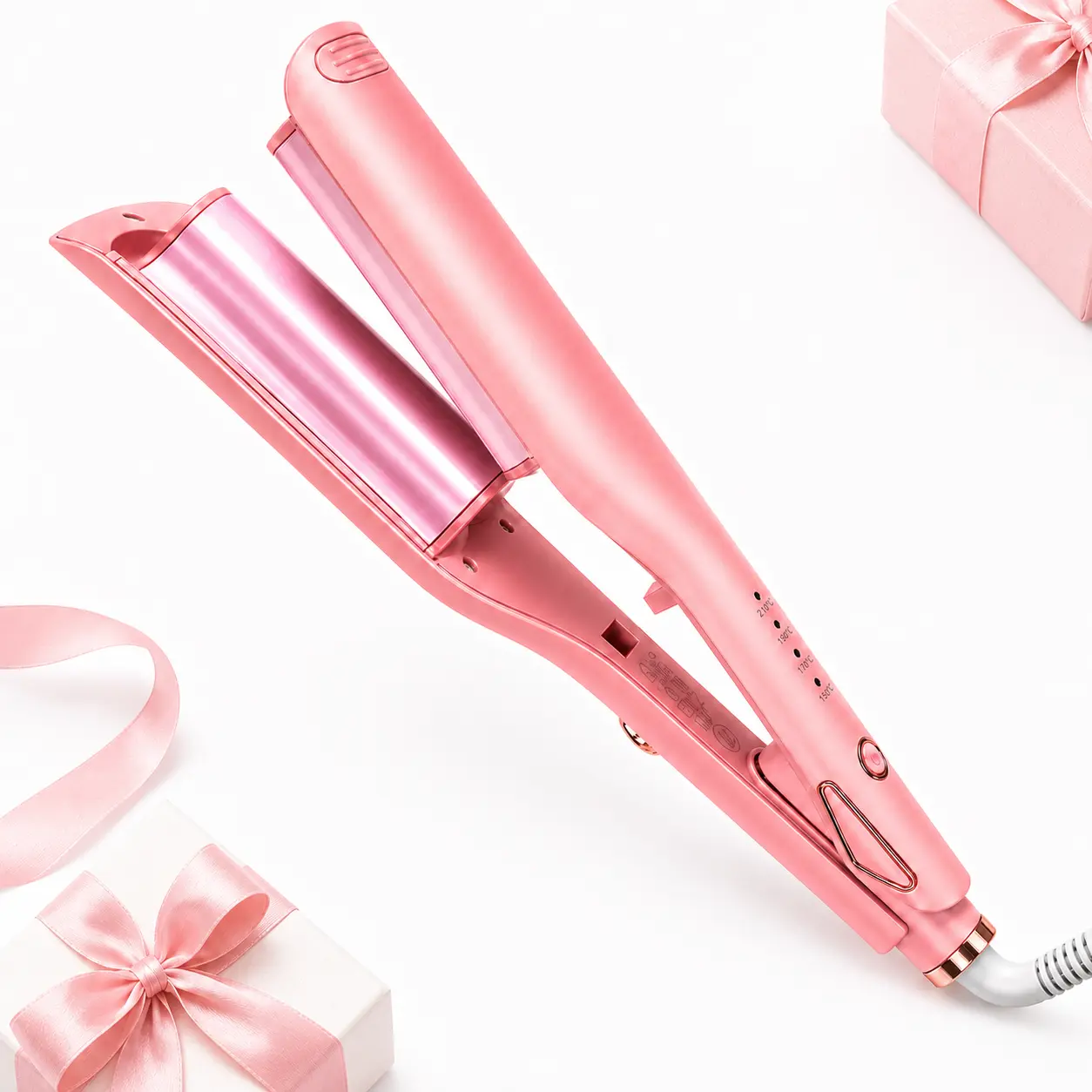 SummerWins 32mm/12.6in Hair Crimper & Curling Wand for Beach Waves with Ionic Technology, Dual Voltage & Lightweight Design, Reducing Frizz & Damage, Perfect for TravelDealsForYouDays