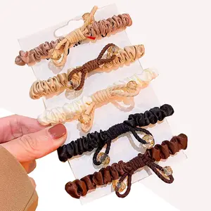 5 Pieces Small Silk Scrunchies Satin Hair Ties No Damage Mulberry Hair Scrunchies Hair Ties for Women Girls Cute Soft No-Slip Hair Elastics Ponytail Holder for Curly Thick Thin Fine Hair