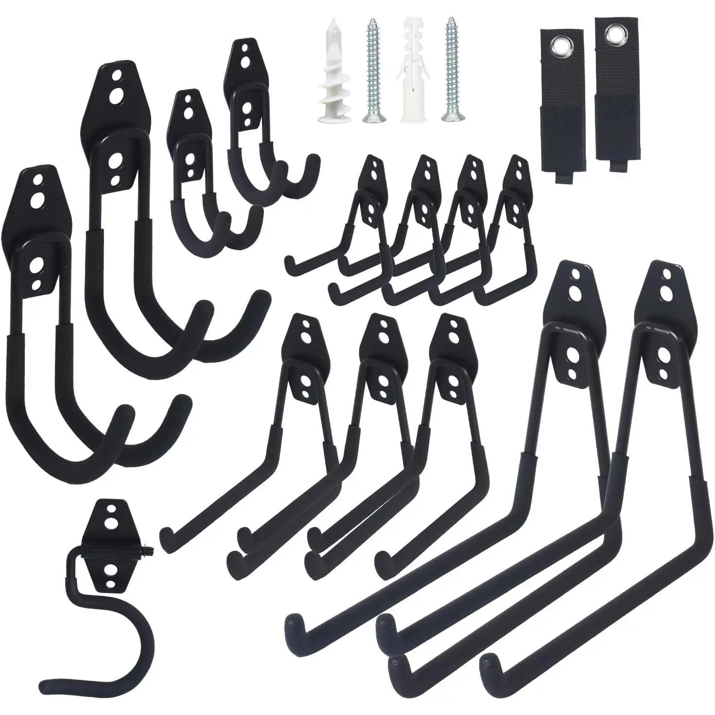 16 Pack Garage Storage Hook Anti-Slip Coating Heavy Duty Wall Mount Hooks for  Bikes, Ladder, Garden Power Tools