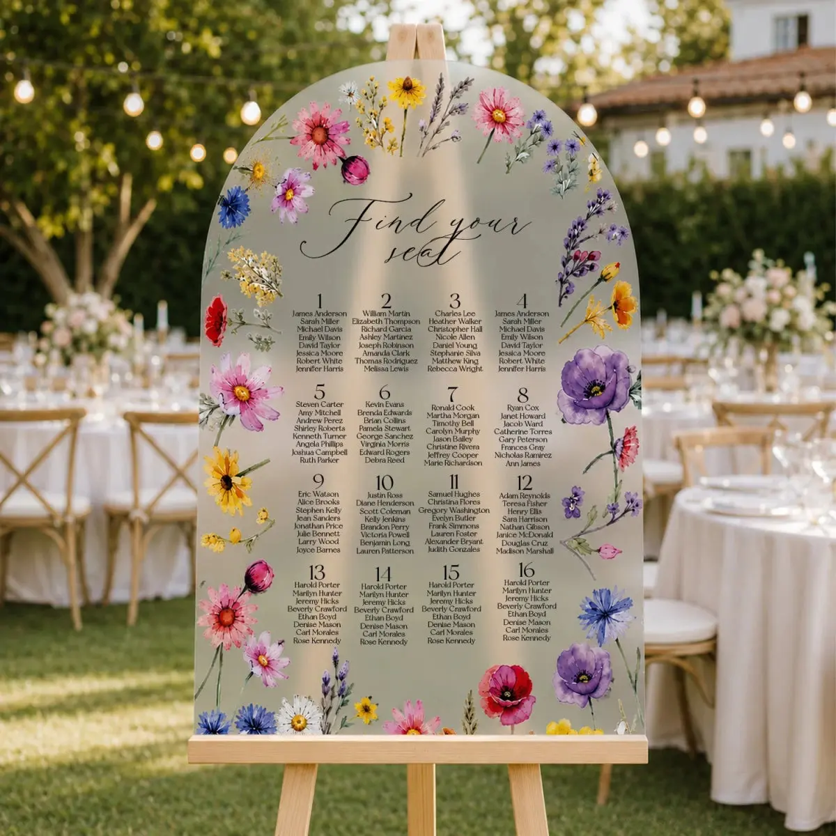 Wildflower Arch Wedding Seating Chart Sign — Find Your Seat