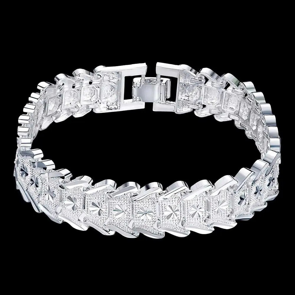 925 Sterling Silver Pretty Wide Bracelet For Men And Women Fashion Jewelry PARTY Wedding Accessories