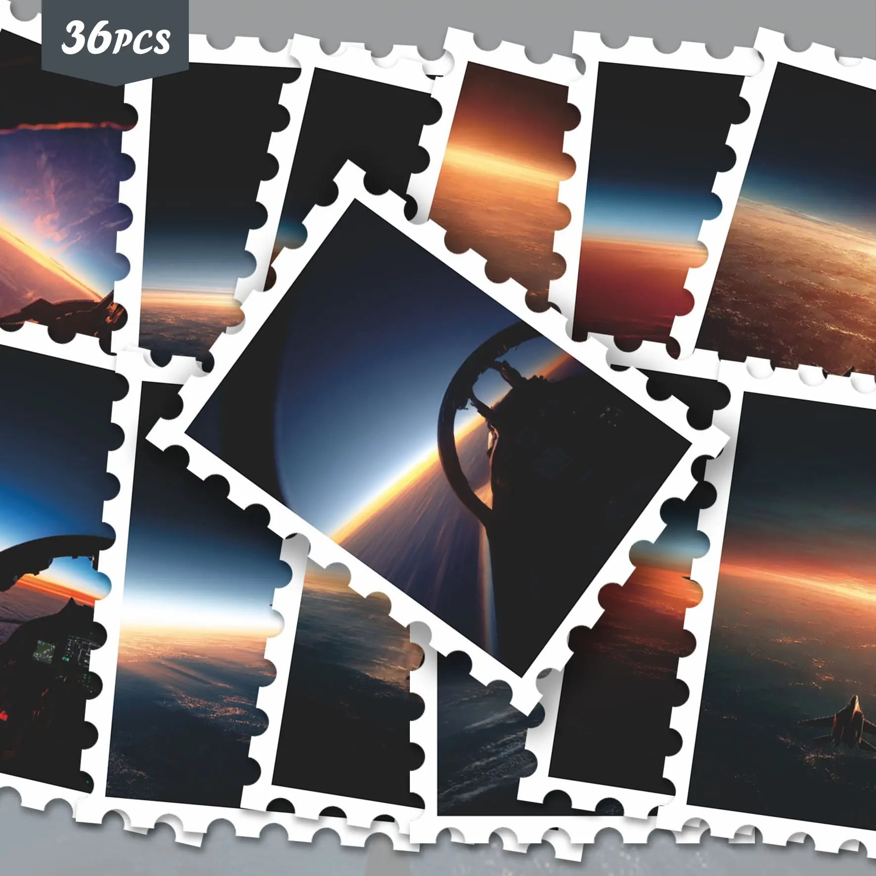 36pcs Aerial View Stickers | Pilot's Sunrise & Sunset Earth Horizon & Cockpit Graphics | Vinyl for Journaling, Water Bottles & Decor