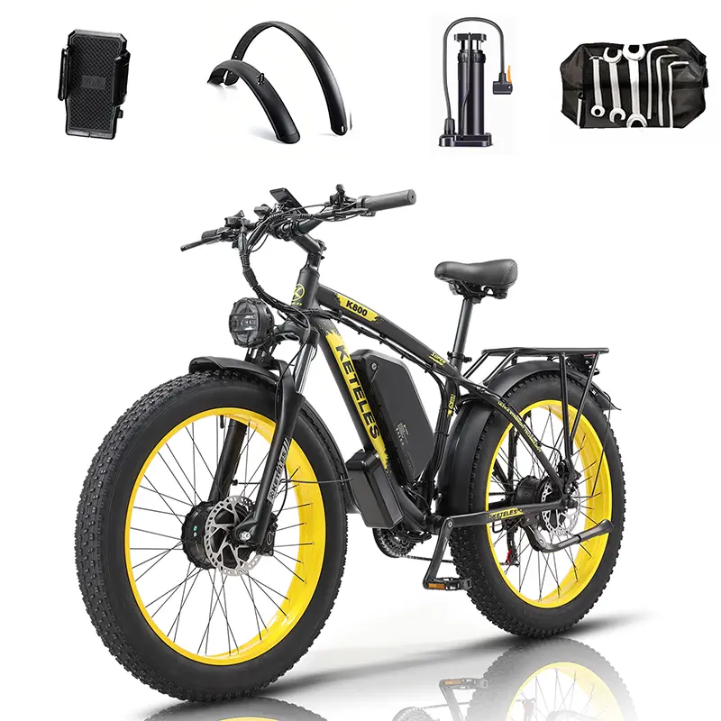 k800 Dual Motor Electric Bike for Adults Peak 4000W 48V23Ah Removable Battery Electric Bike 26 Inch Mountain Ebike 21 Speed Electric Dirt E Bikes Front Suspension UL Certified 28mph  e bike ebike e-bike electric adventure bike sohochic