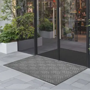【Summervibes】VEVOR Front Door Mat, 61.5 x 36 in Commercial Floor Mat for Indoor and Outdoor, Modern Stylish Carpet with TPE Backing, Heavy Duty Washable Entry Industrial Rug for Hallway, Balcony, Garage, Grey