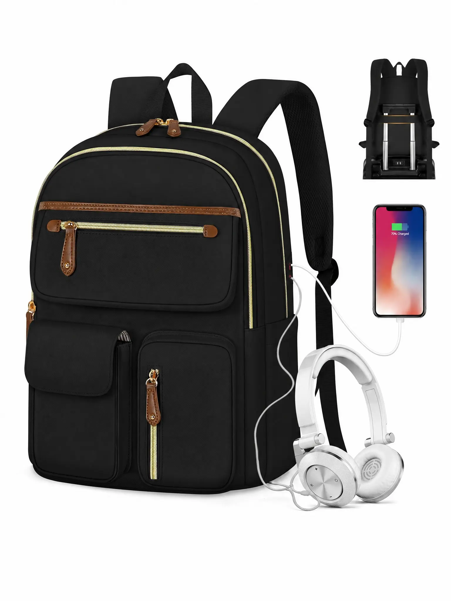 Laptop Backpack for Women 15.6in, Waterproof Work Travel Backpack, USB Charger Port, School Bookbag for College, Durable Design