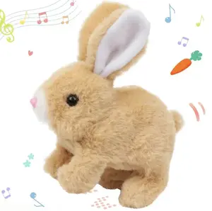 7In Hopping Rabbit Interactive Electronic Pet Plush Bunny Toy with Sounds and Movements Animated Walking Wiggle Ears Twitch Nose Gift for Birthday Diy Toy Plush Bunny Doll