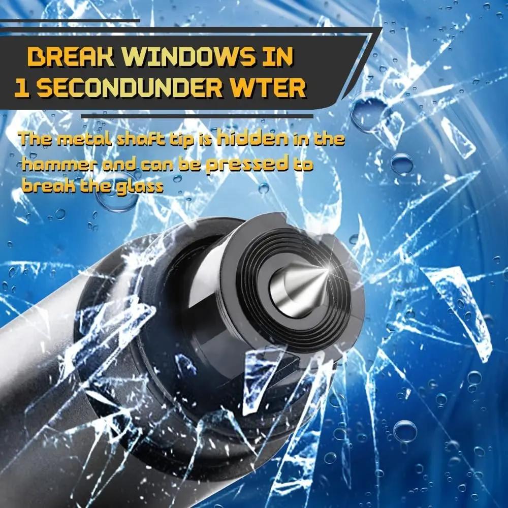 2-in-1 Car Emergency Escape Tool: Hardened Tungsten Steel Window Breaker + Seatbelt Cutter, One-Second Car Window Breaker, Lifesaving Car Safety Hammer, Universal Fit for All Cars, Easy Install Must-Have Car Gadget for Road Emergencies