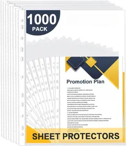 Sheet Protectors,  1000 Pack Heavy Duty Clear Plastic Page Protectors Sheet Reinforced 11-Hole Fit for 3 Ring Binder Fits Standard 8.5 x 11 Paper, 9.25 x 11.25 Top , Acid Free