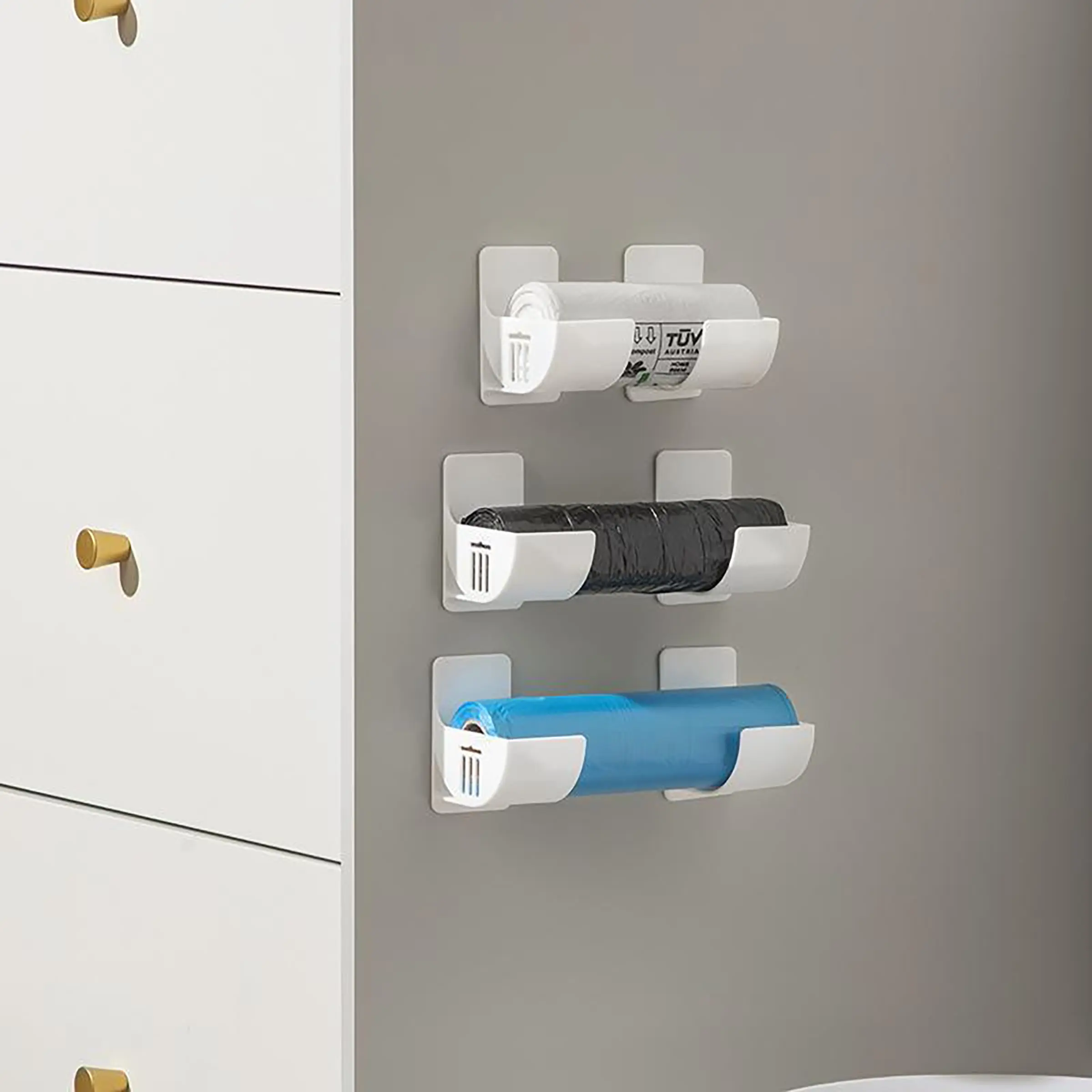 2-Pair Refrigerator Side Multifunctional Storage Rack, Fridge Organizer for Plastic Bags & Foil Wrap, Kitchen Cabinet Space Saver Solution