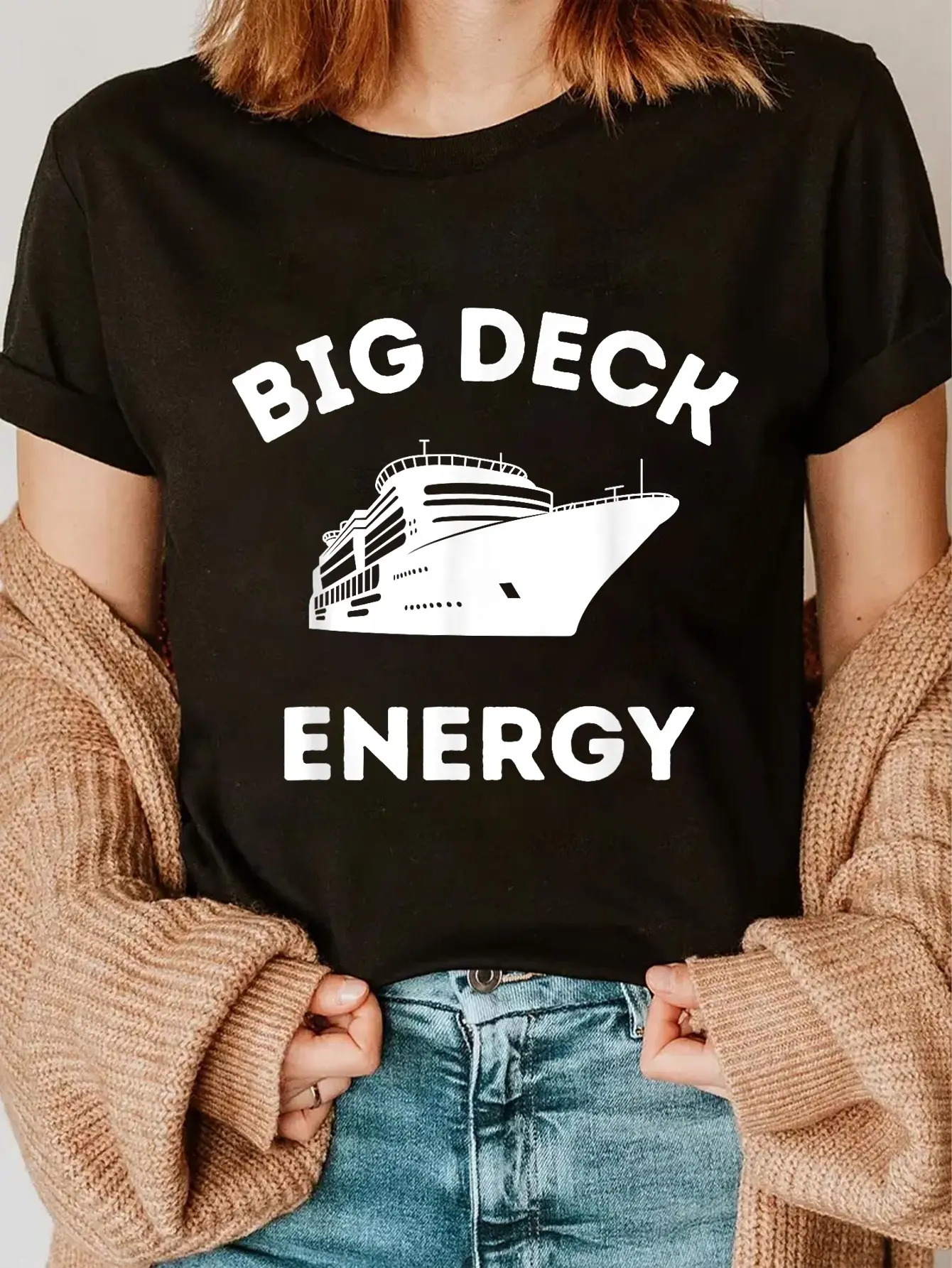 100% Cotton Funny Cruise Ship Shirt For Men - Boating Shirt Funny Cruise Ship Shirt For Men - Big Deck Energy T-Shirt