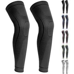 2 Pack Full Leg Compression Sleeves, Long Knee Brace Support for ACL,PCL, Meniscus Tear, Arthritis, Tendinitis fabric  knee  brace ankle support compression ankle brace Healthcare Tool Black Stretch Relief Aid