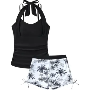 Size 7-16, 2 Piece Halterneck Bathing Suit for Teens, Girls Tankini Swimsuit