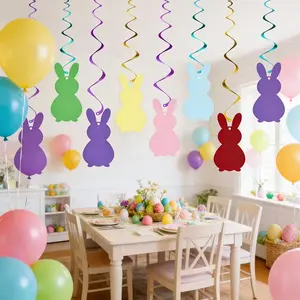 24 PCS Cute Spiral Hanging Easter Combination Rabbit Set - Suitable for wedding arches, DIY decorations, balconies, restaurants, birthday parties, porch fireplaces, wedding party setups, DIY floral arrangements, hanging decorations, holiday home decoratio