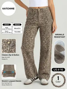 Katch Me Chic Women's Vintage Leopard Print High Waist Wide Leg Jeans, Y2K Street Style Baggy Durable Denim Trousers, Casual Wrinkle-Resistant Stretch Loose Fit Cotton Bottoms #TikTokMadeMeBuyIt #VintageDenim #LeopardJeans #Y2KFashion