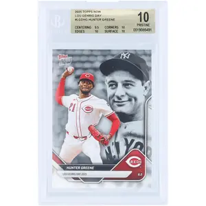 Hunter Greene Cincinnati Reds 2025 Topps Now Lou Gehrig Day #LGD-HG BGS Authenticated 10 Card - 9.5,10,10,10 Subgrades