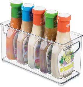 Slim Clear Plastic Stackable Storage Bin, Tall Narrow Organizer for Kitchen or Pantry InterDesign