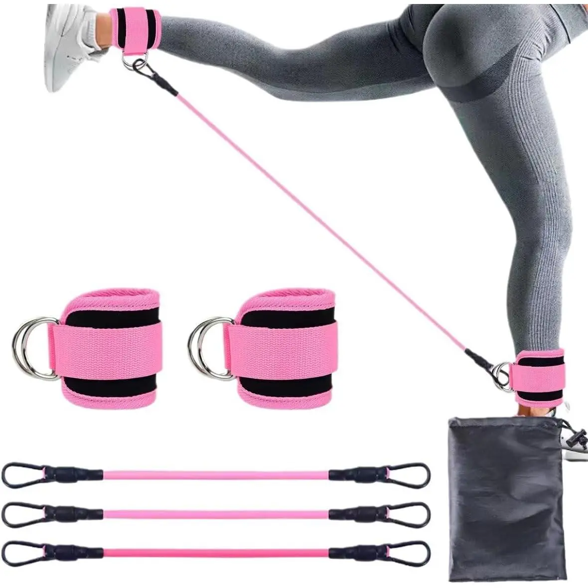 Ankle Resistance Bands, Ankle Resistance Bands with Cuffs, Ankle Bands for Exercise, Hip Exercise Equipment for Hip Training with Kickbacks, Hip Lift Bands, Leg and Hip Fitness Training