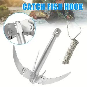 Anglers' Great Helper: Folding Water Plant Puller with 393.7 - inch Rope. Efficiently Pull Floating Water Plants to Clean Fishing Areas. Can Be Used as a Kayak Anchor or Tree - Climbing Hook for Adventures!