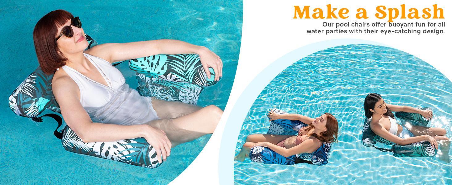 SLOOSH Inflatable Pool Floats Adult, 2 Packs / 1 Pack Floating Lounge Chairs , Blow up Pool Noodles for Adult Heavy Duty, Floating Chair for Party Summer Water Beach Lake Fun   DealsForYouDays