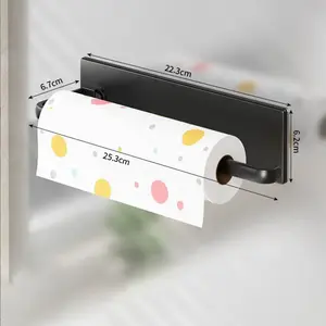 1Pc Magnetic Cabinet Undermount Paper Towel Holder, No Drilling Wall Mount, Holds Roll Dispenser, Kitchen & Bathroom Storage, Home Decor