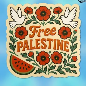 Free Palestine Sticker, Political Bumper Anti Capitalism Liberal Leftist Immigration Rights Waterproof Vinyl Stickers Die-cut Laptop Gifts
