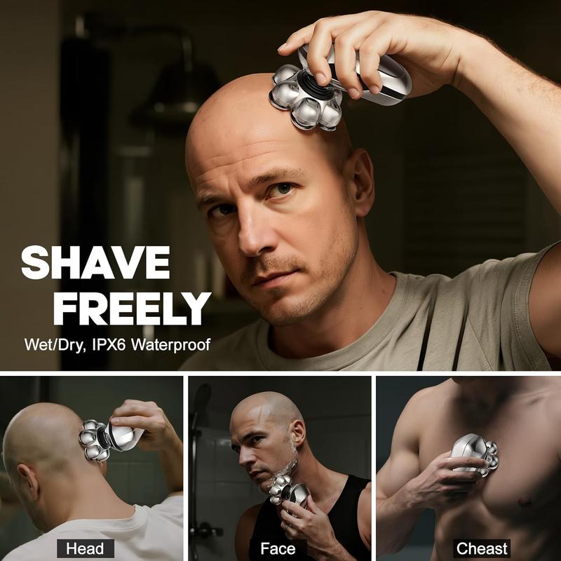 WAEN Head Shaver for Bald Men, Coklean 1400mAh Detachable Electric Shavers Rechargeable Rotary Shaver with LED Display & 8500RPM Motor IPX6 Waterproof Dry/Wet Electric Razor, Gift for Dad Husband