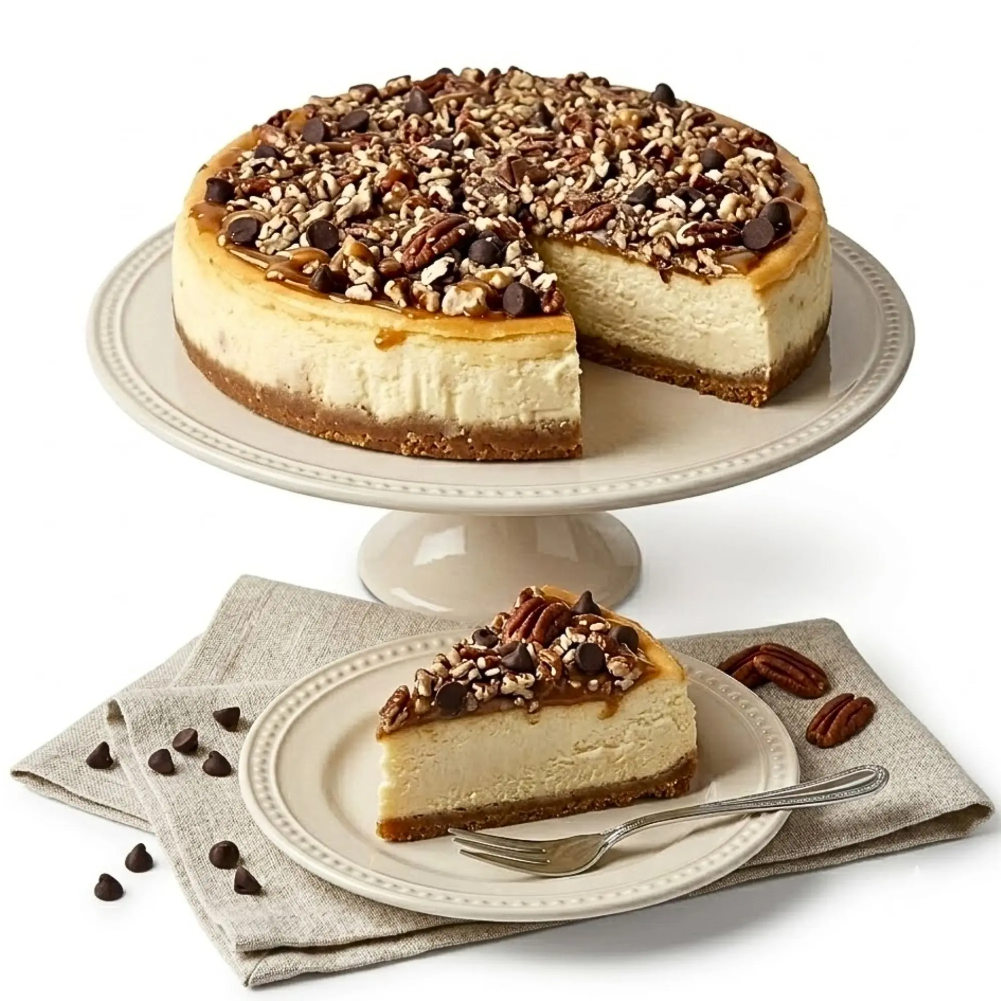 Andy Anand Turtle Cheesecake, 9-Inch, 2 lb – Caramel, Chocolate Chips & Nuts, California Cream Cheese, No Preservatives, Birthday Gift Box