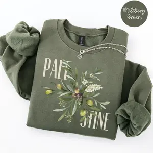 Palestine Olive Sweatshirt, Palestine Sweater, Free Palestine Indipendence Crewneck, Palestinian Clothing, Casual Cotton Womenswear Comfortable Check Collar