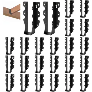 2x8 Joist Hangers, 24 Pcs Hurricane Ties for Rafters Tie Brackets, Black Powder Coating Joist Brackets for Ceiling Joists and Floor Deck