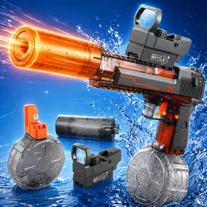 Electric Water Blaster Toy with LED Light Effects, Rechargeable Automatic Water Toy with Large Capacity Drum, Long Range Summer Pool Beach Outdoor Toy for Kids Boys Girls