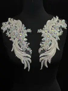 Ciara Silver Iridescent Rhinestone Applique