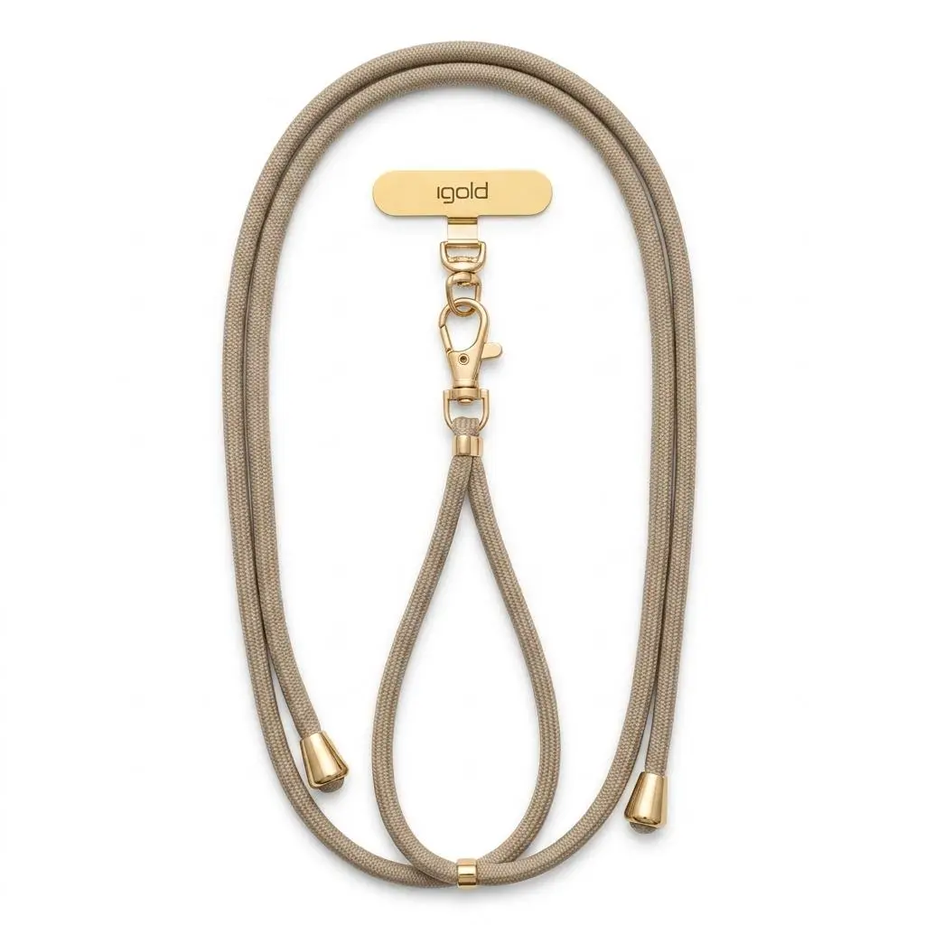 Phone Lanyard Crossbody for Women, Anti-Drop Cell Phone Strap, 360° Rotating Hook, Detachable, Hands-Free, Fits All Phones, Gold Silver Tab, Brown Black Beige, Aesthetic Phone Accessory, Gift for Her, Adjustable, Universal Smartphone Strap, Cute, Y2K Boho