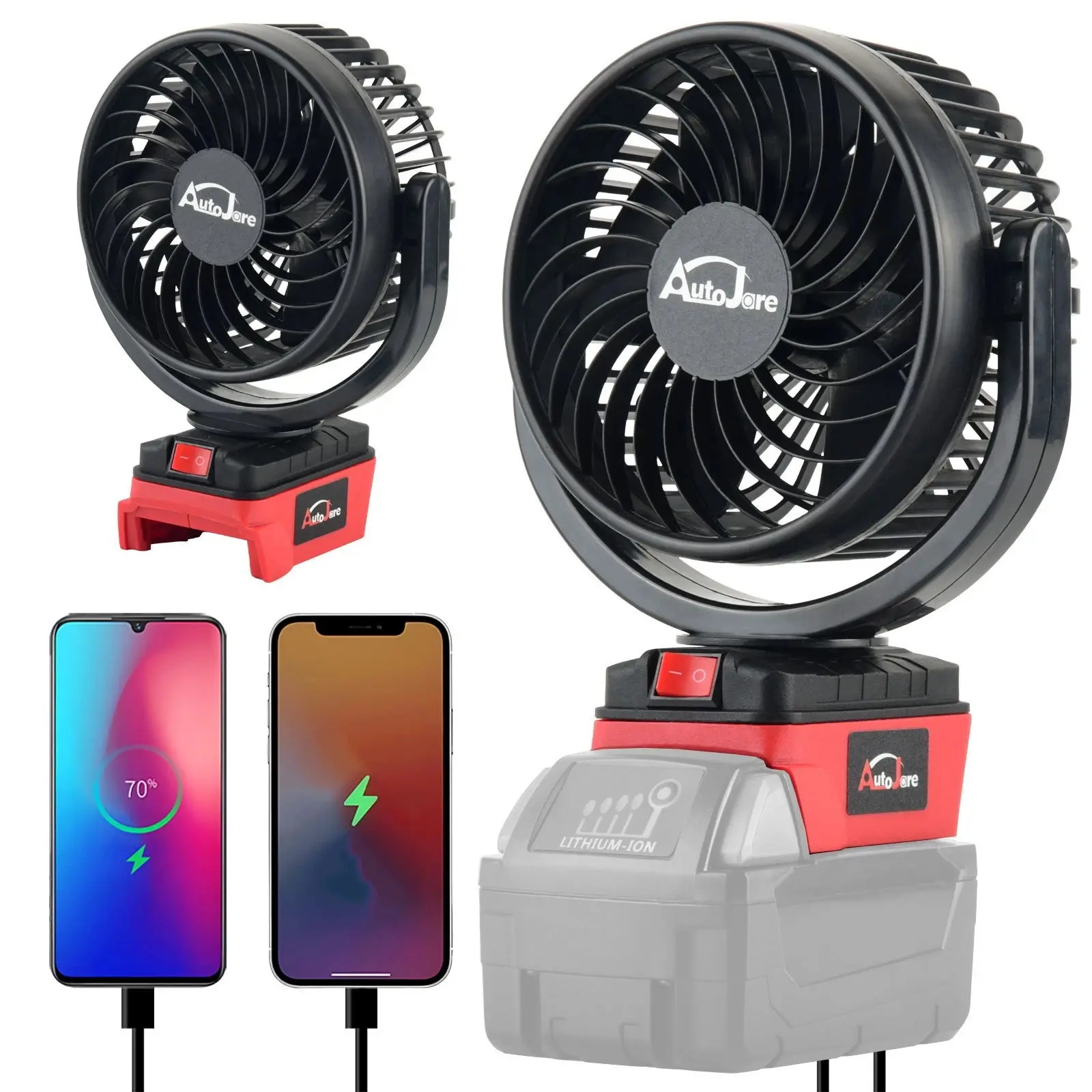 M18 Compact Form Wireless Battery-Powered Portable Jobsite Fan, Compatible with Milwaukee 18V Batteries, for Outdoor Camping, Workshop Use