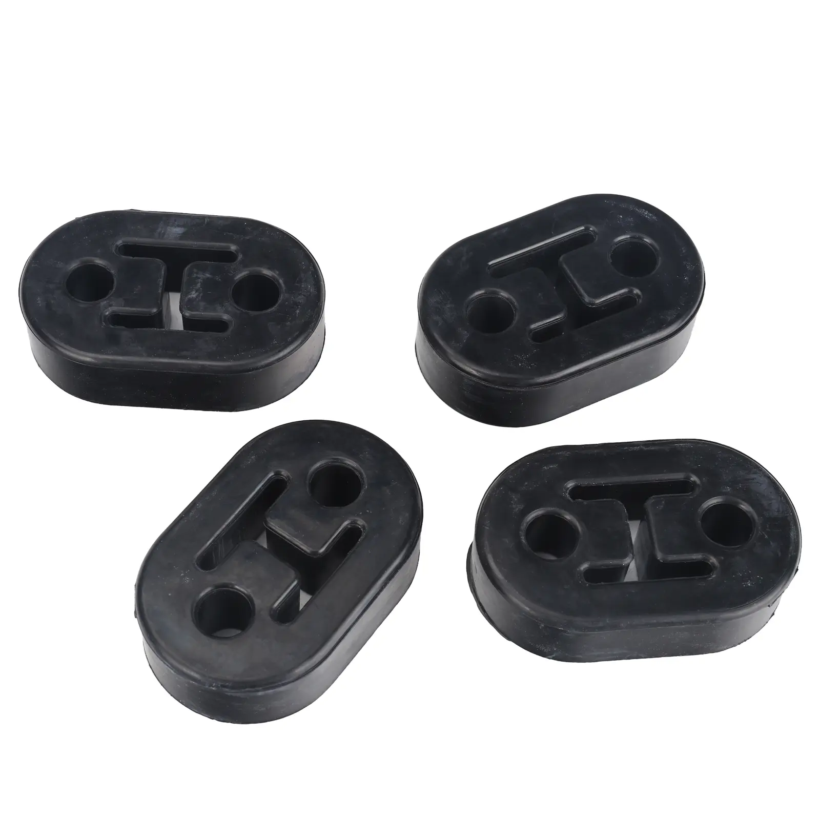 3mirrors 4PCS Automotive Exhaust Hangers - 2-Hole Fitment Shock-Absorb. Mount Brackets with High-Quality Black EPDM Bushings, Exhaust Pipes Repair Car Accessories Tools