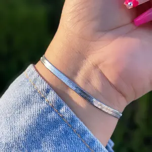 Silver plated herringbone bracelet