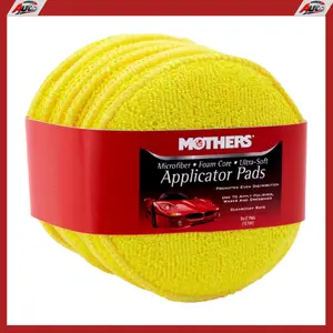 Mothers Microfiber Polishing Pad and Cleaning Pads for Car Detailing, 5 Inch Diameter, Yellow, 6 Pack