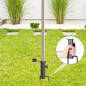 Adjustable Portable Sun Umbrella Base, 36cm Heavy Duty Ground Plug-in Umbrella Stand, Coated Steel Outdoor Holder for 28-32mm Pole, Perfect for Garden, Patio, Park & Beach Use
