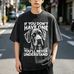 180g Washed T-shirt with Fun Great Dane Print, High-quality Wax Printed Cotton, Machine Washable, with a Certain Thickness Suitable for Spring and Summer T-shirts, Outdoor Activities, Holiday Gifts
