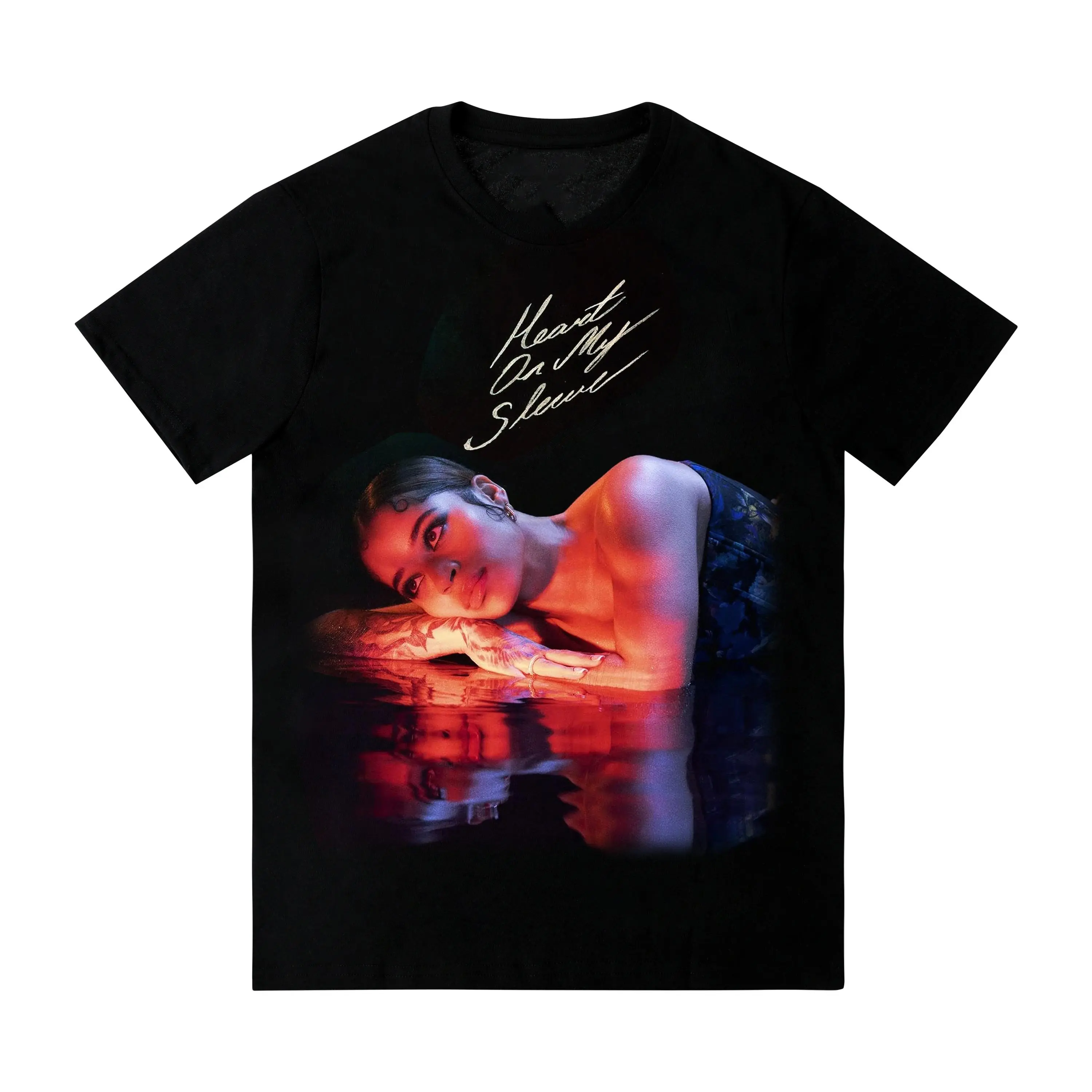 Men's Cotton Short-Sleeve Round Neck Graphic Print Casual Tee - Ella Mai Heart On My Album R&B 2000s Fan Streetwear Black Menswear Tops, Shortsleeve