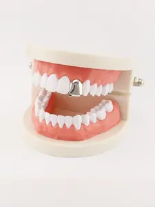 Hiphop Gold Teeth Grillz Single Tooth, Rapper Style Gold Teeth, Streetwear Trendy Personalized Jewelry, Real Gold Plated, Accessory, All Seasons