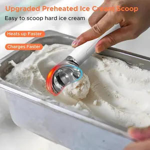 Heated Ice Cream Spoon with Rechargeable Battery, Durable Metal Spoon, Ip67 Waterproof Design, Easy Clean LED Display, Perfect Kitchen Tool